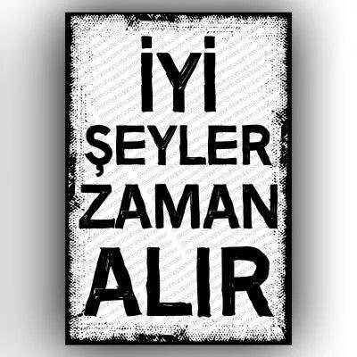 Iyi Seyler Zaman Alir Retro Ahsap Poster