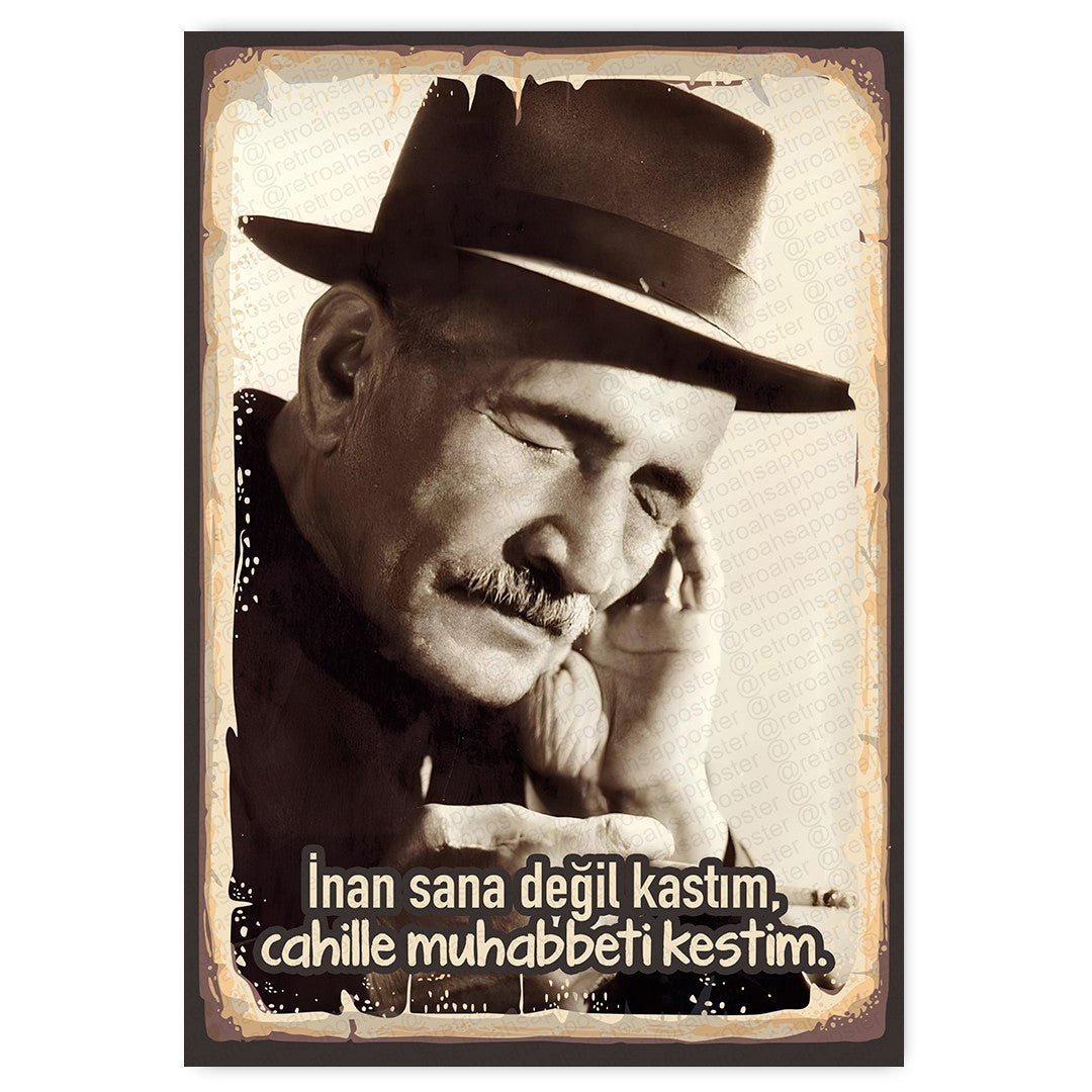 Asik Veysel Retro Ahsap Poster