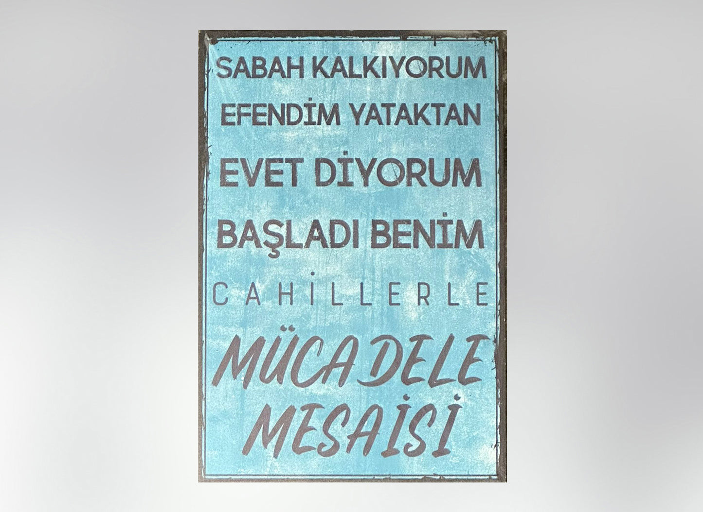 Sabah Kalkiyorum Retro Ahsap Poster