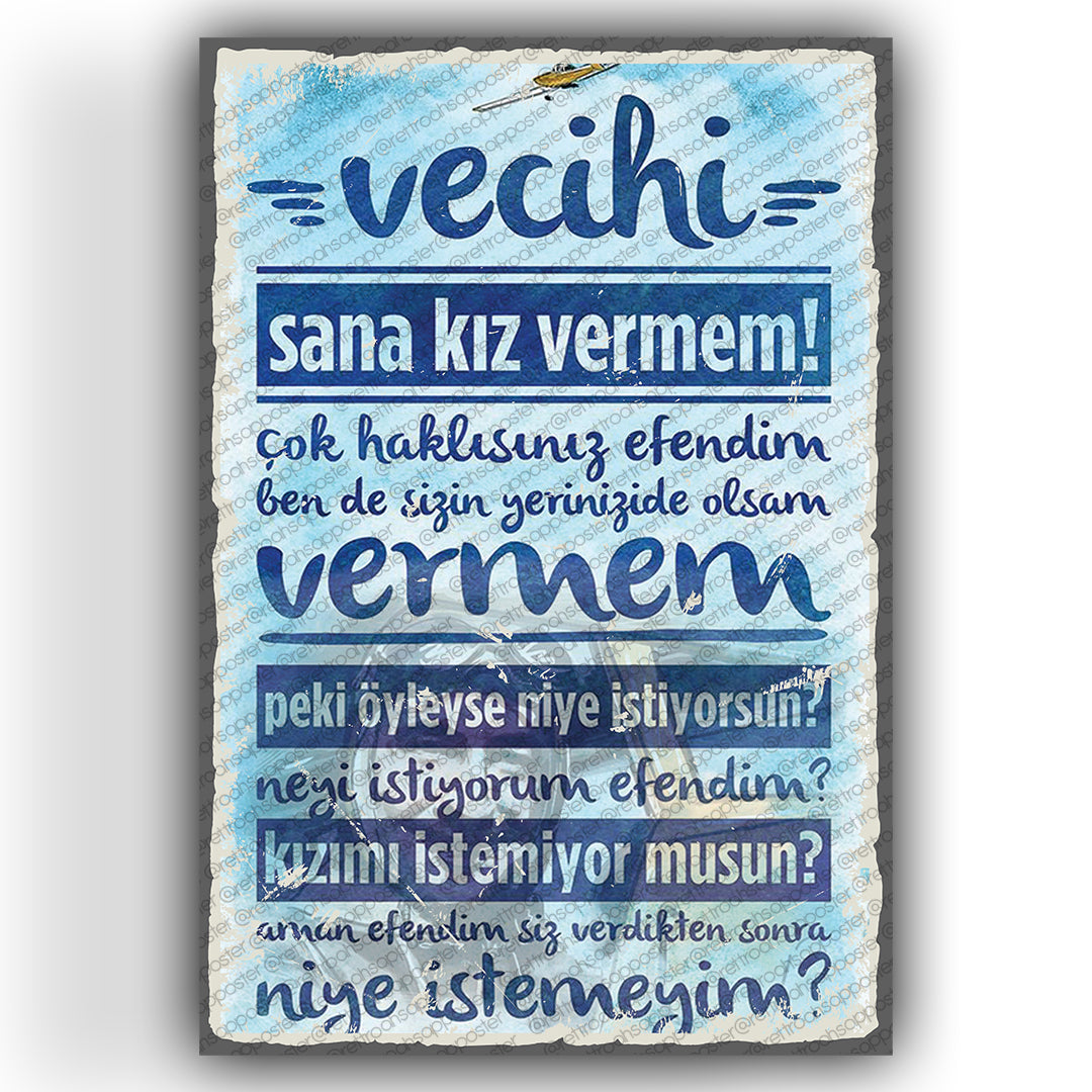Müslüm Gürses Seni Yazdim Retro Ahsap Posteri