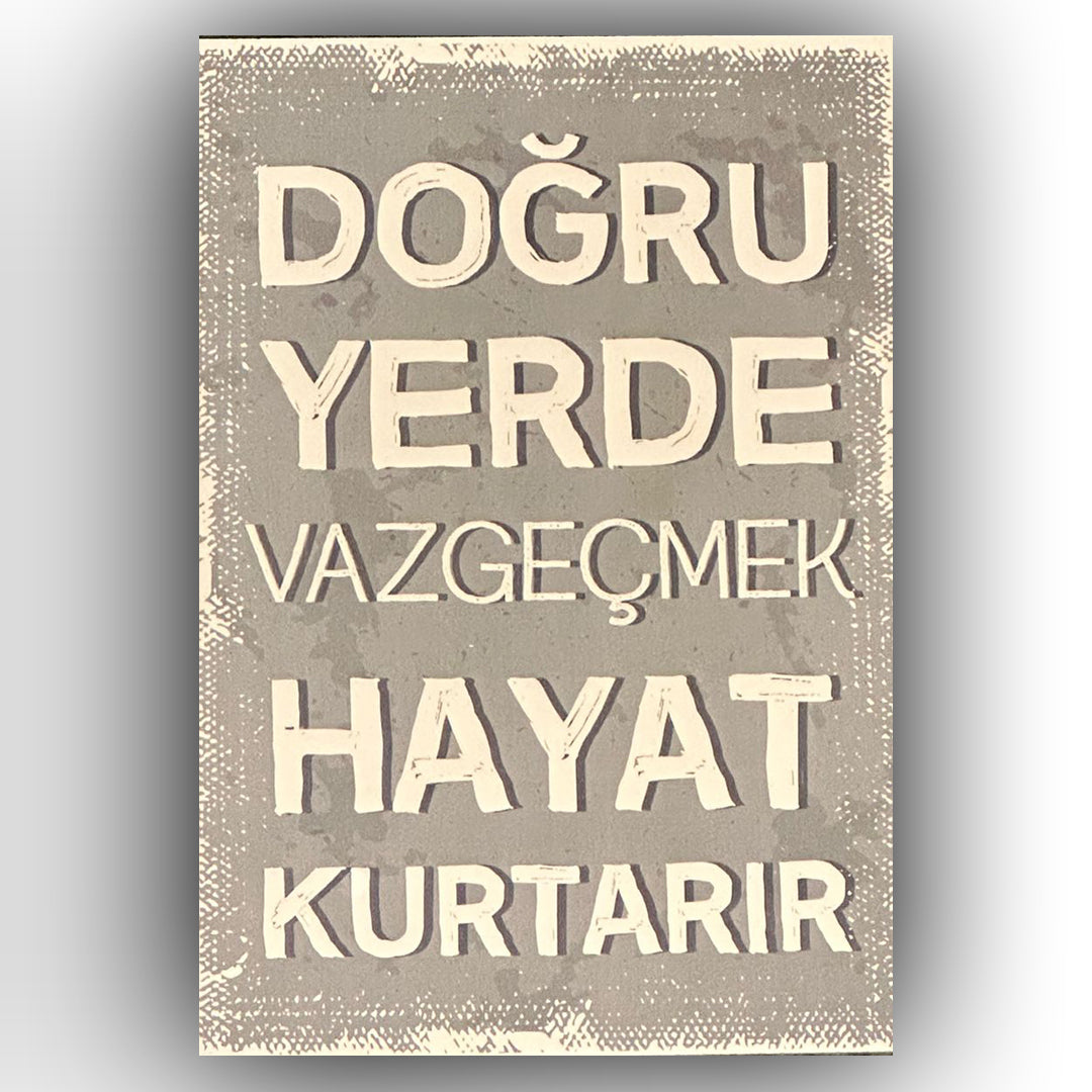Doğru Yerde Vazgeçmek Retro Ahsap Posteri