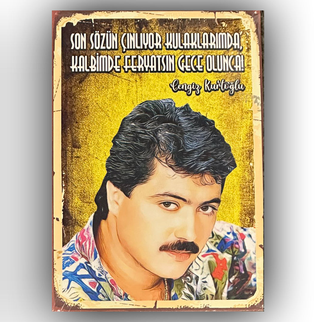 Cengiz Kurtoğlu Gece Olunca Retro Ahsap Posteri