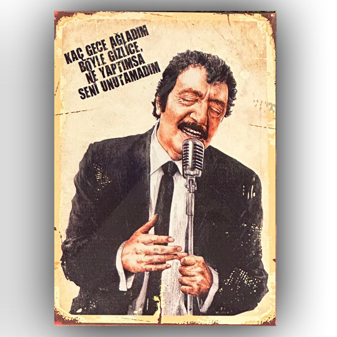 Müslüm Gürses Kac Gece Retro Ahsap Poster