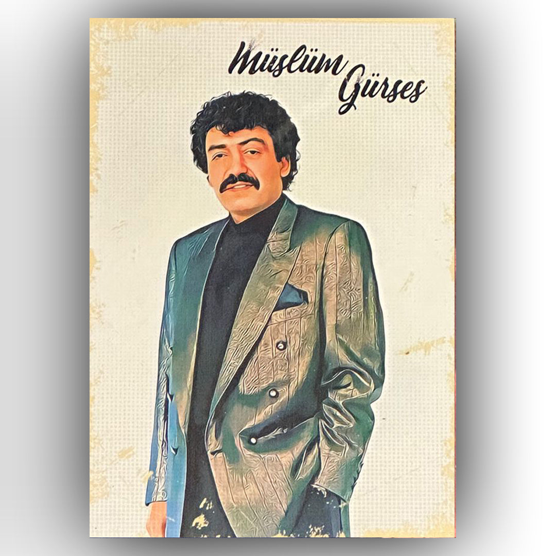 Müslüm Gürses Affet Retro Ahsap Posteri