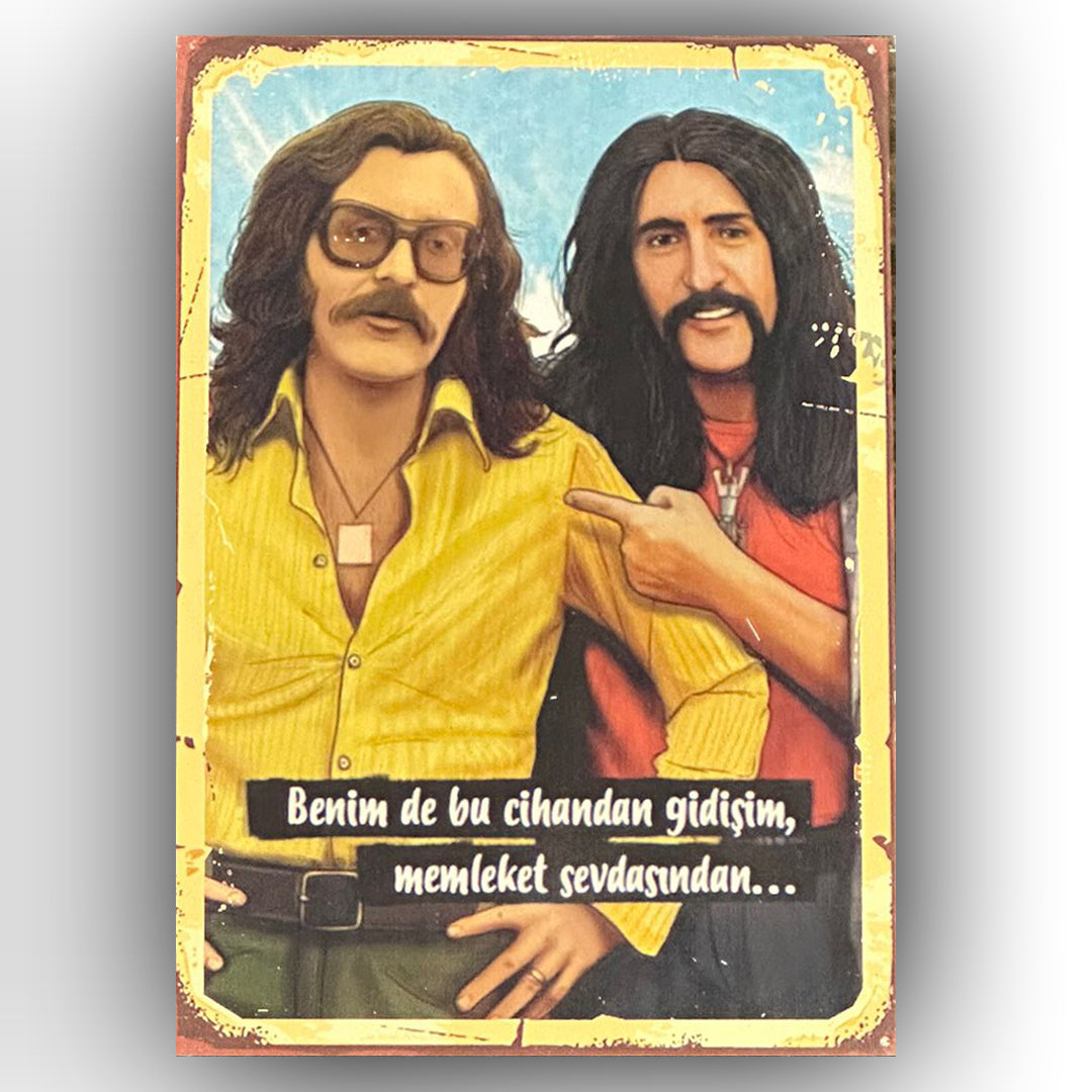 Barış Manço & Cem Karaca Retro Ahsap Posteri