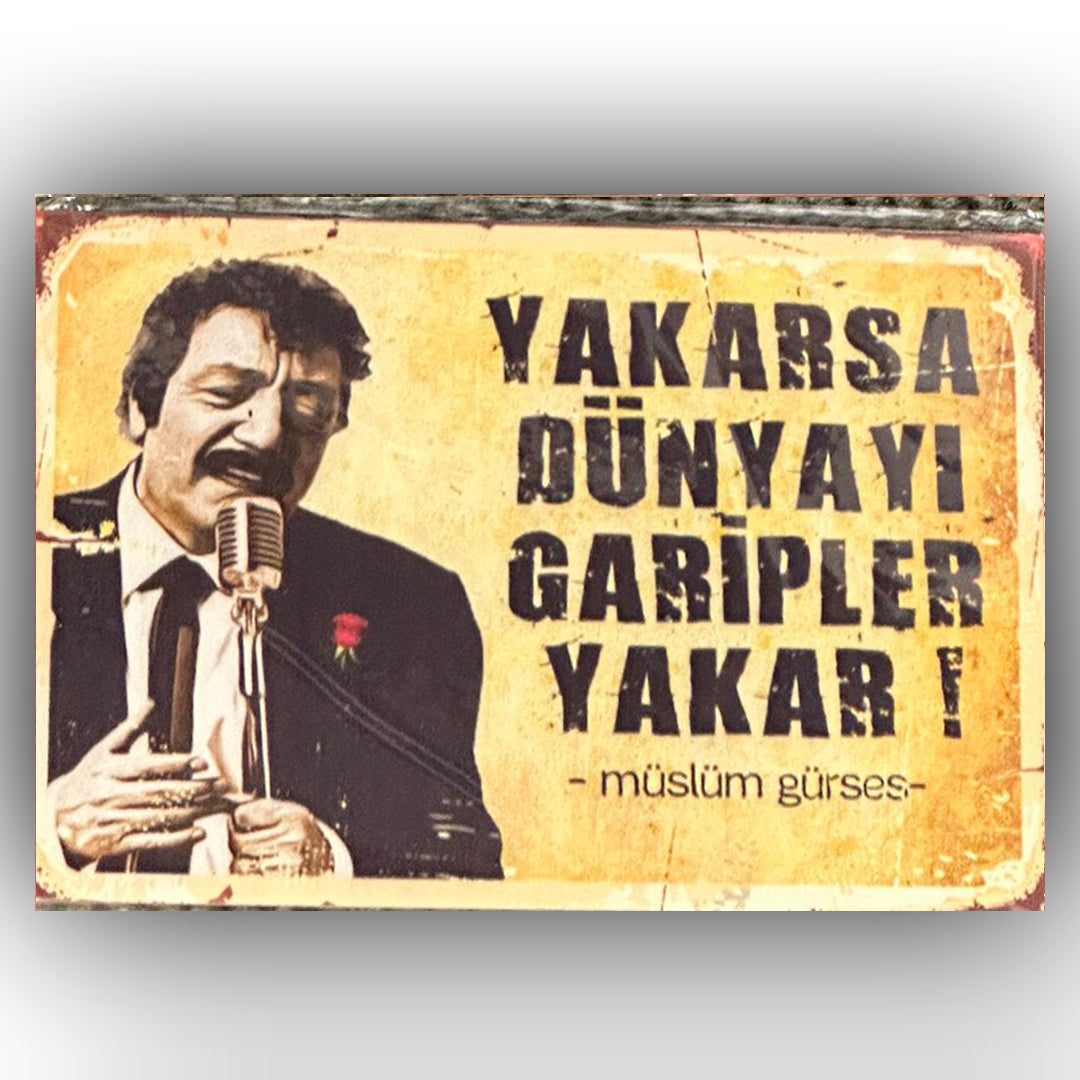 Müslüm Gürses Garipler Yakar Retro Ahsap Posteri