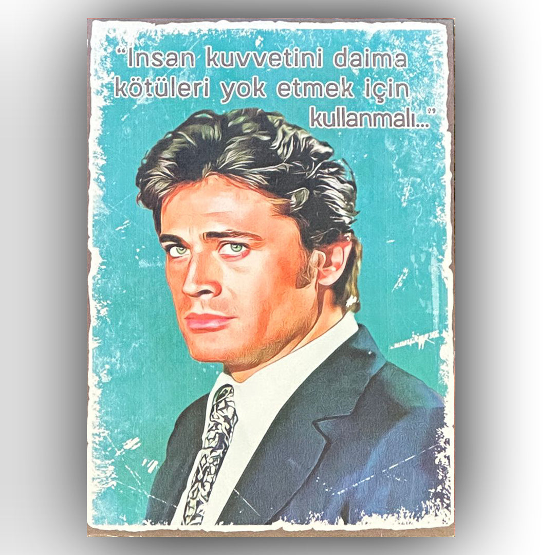 Cüneyt Arkın Retro Ahsap Posteri