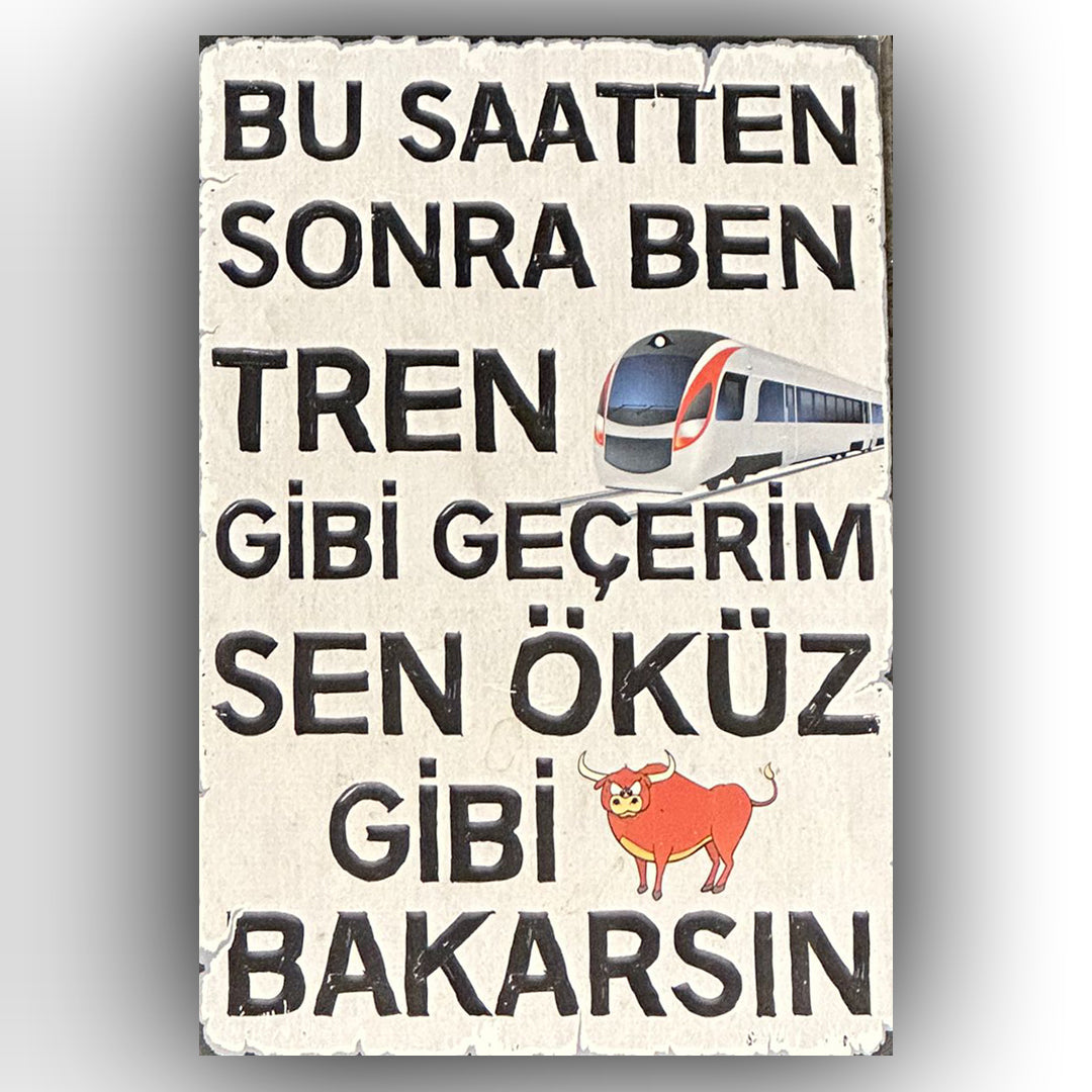 Bu Saatten Sonra Ben Tren Retro Ahsap Poster