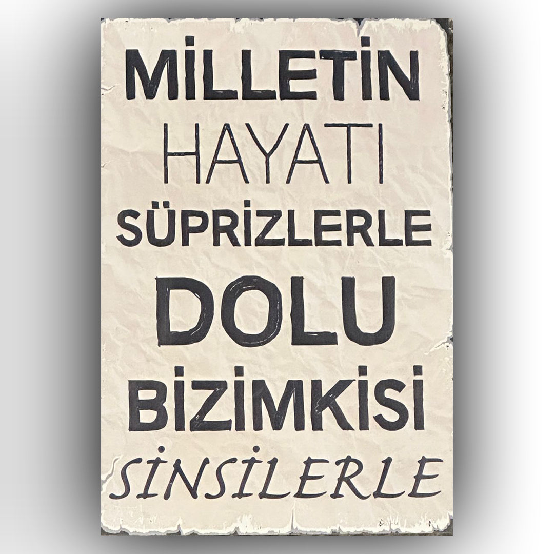 Milettin Hayati Süprizlerle Retro Ahsap Poster
