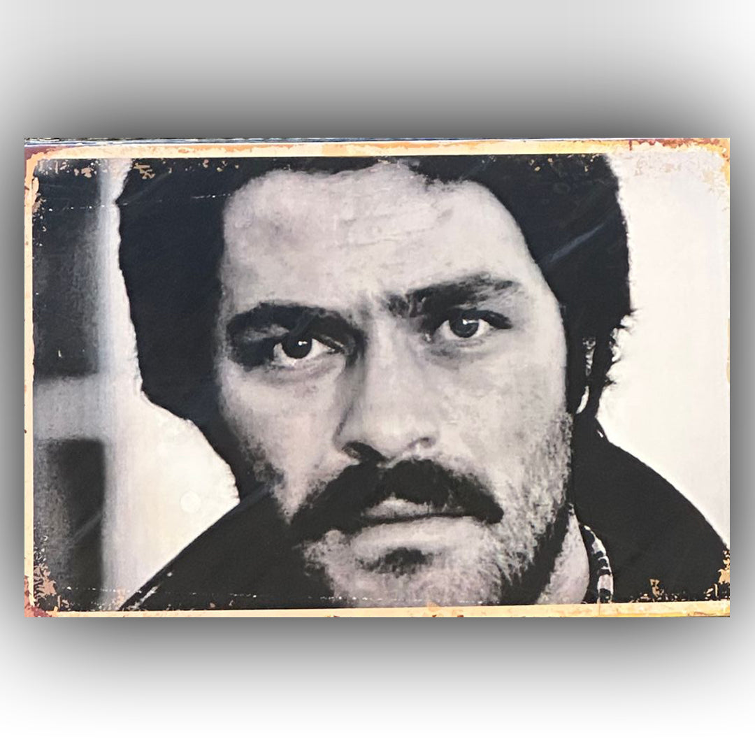 Kadir İnanır Siyah Beyaz Retro Ahsap Posteri