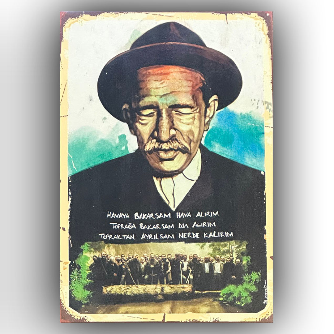 Aşık Veysel Havaya Retro Ahsap Posteri