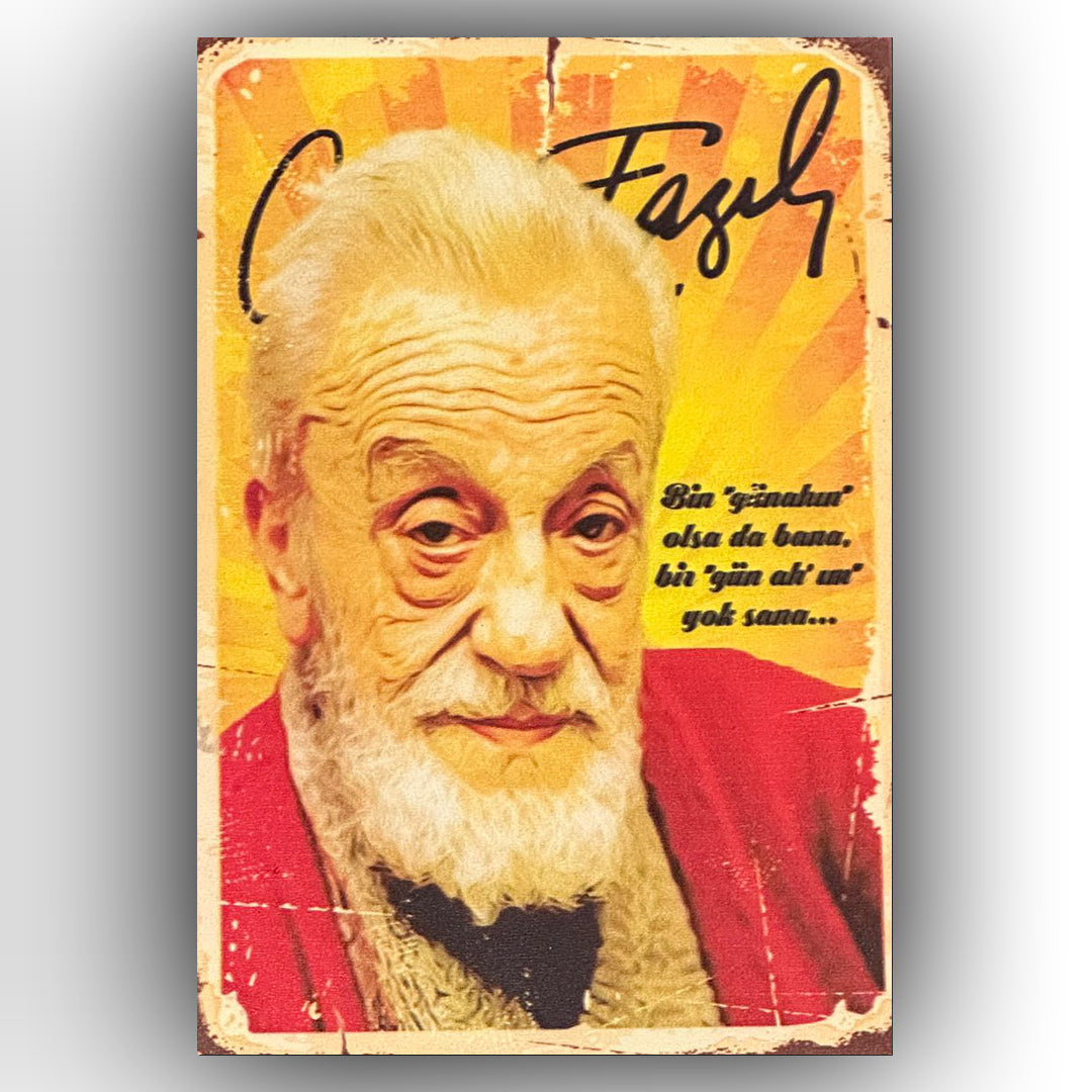 Necip Fazil Kisayürek Retro Ahsap Poster