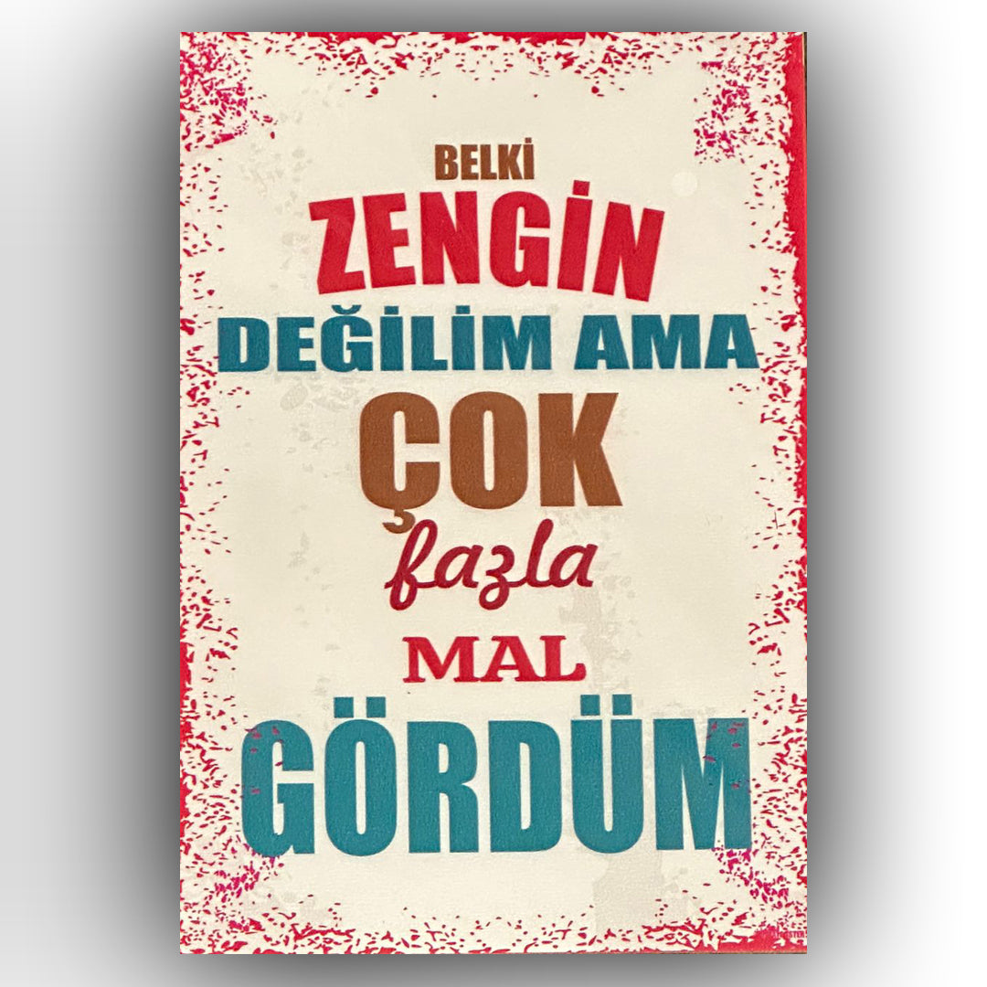 Belki Zengin Degilim Retro Ahsap Poster