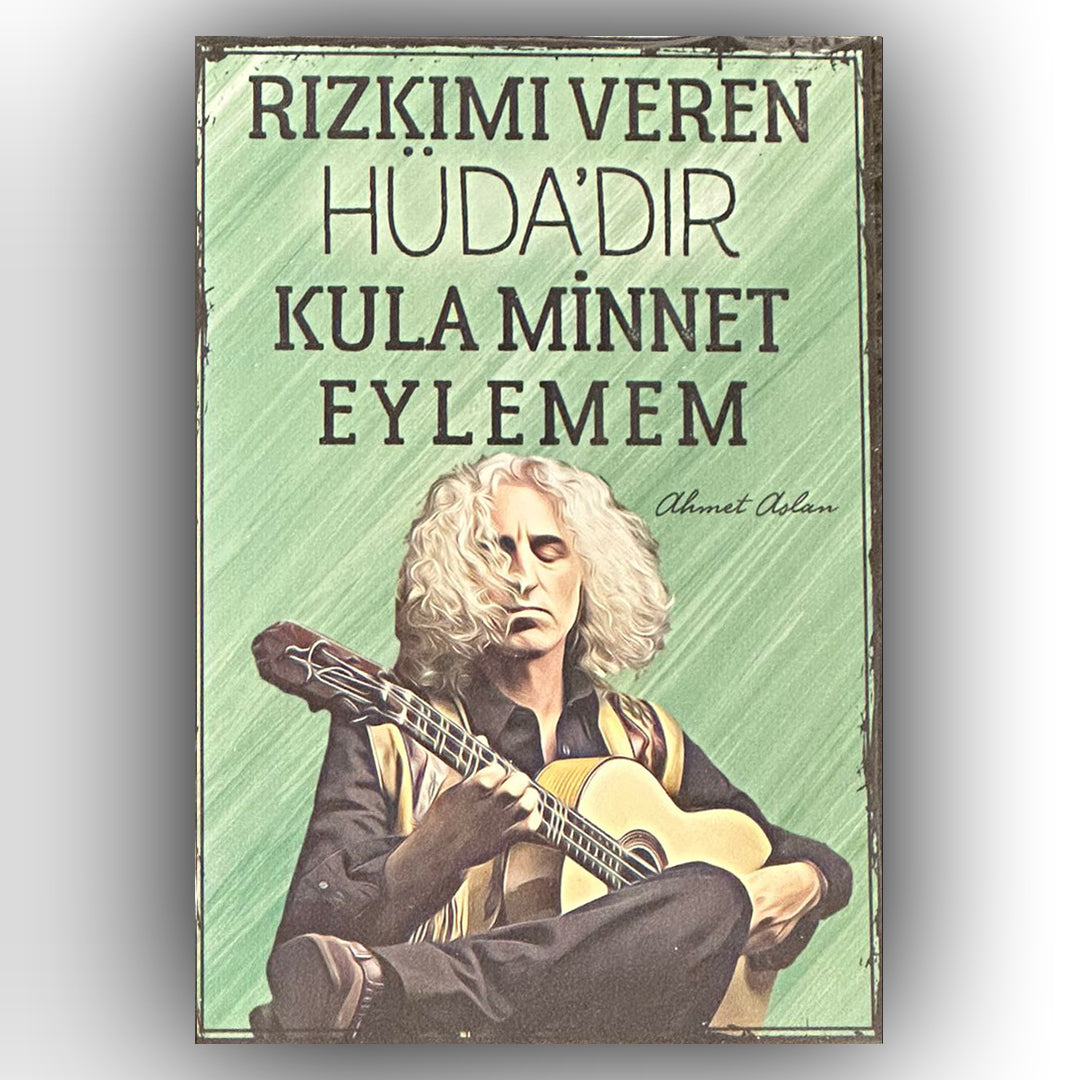 Ahmet Aslan Retro Ahsap Posteri