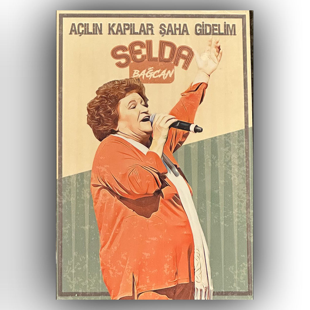 Selda Bağcan Retro Ahsap Posteri