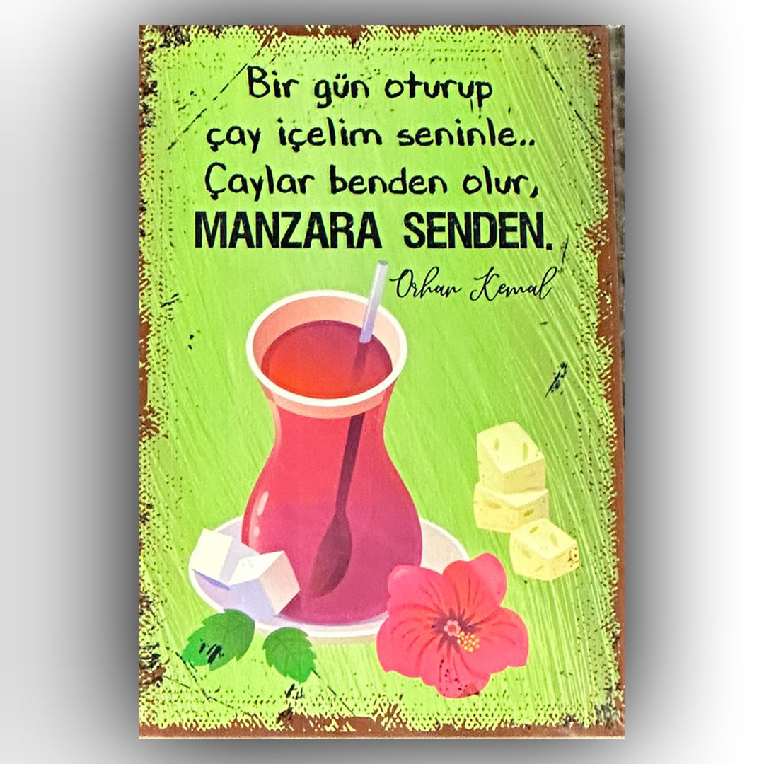 Manzara Senden Retro Ahsap Poster