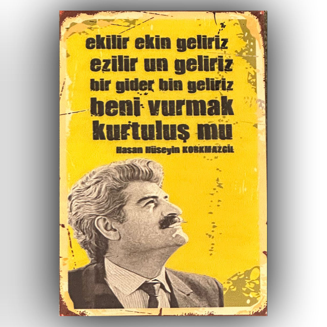 Hasan Hüseyin Korkmazgil Retro Ahsap Posteri