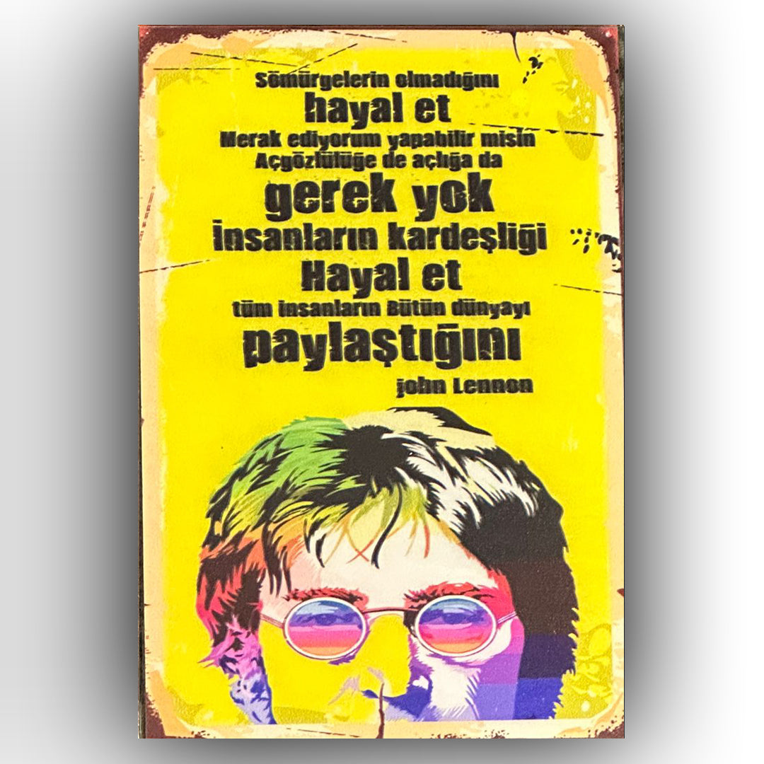 John Lennon Retro Ahsap Poster
