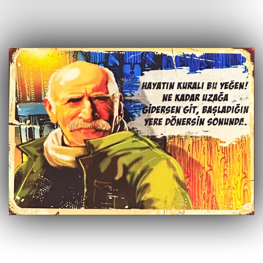 Tuncel Kurtiz Hayat Retro Ahsap Posteri