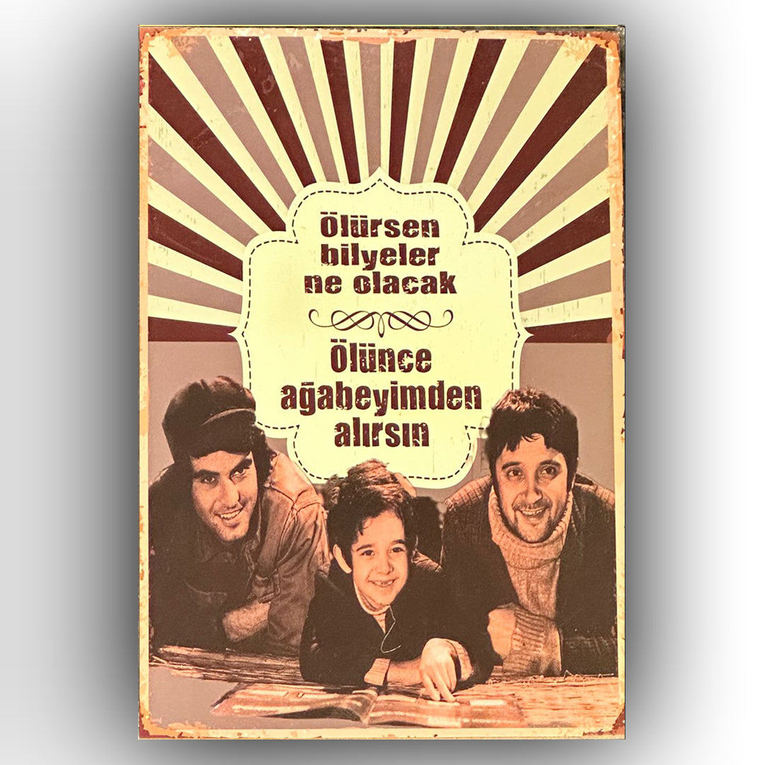 Tarık Akan Halit Akçatepe Retro Ahsap Posteri