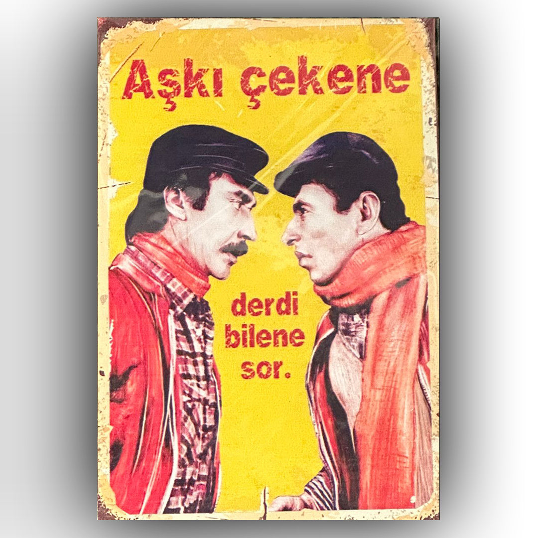 Şener Sen Aski Çekene Retro Ahsap Posteri