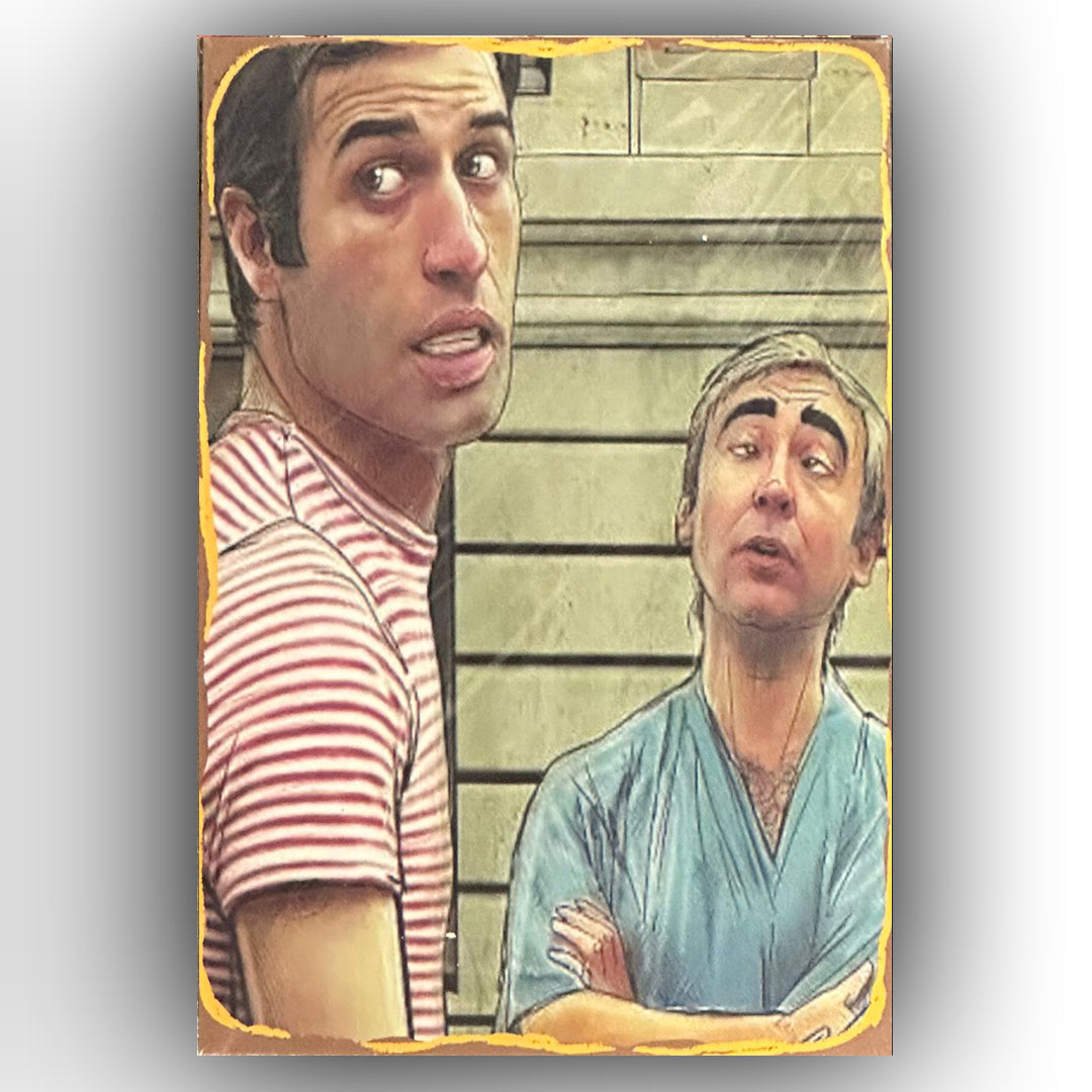 Şener Sen Kemal Sunal Retro Ahsap Posteri