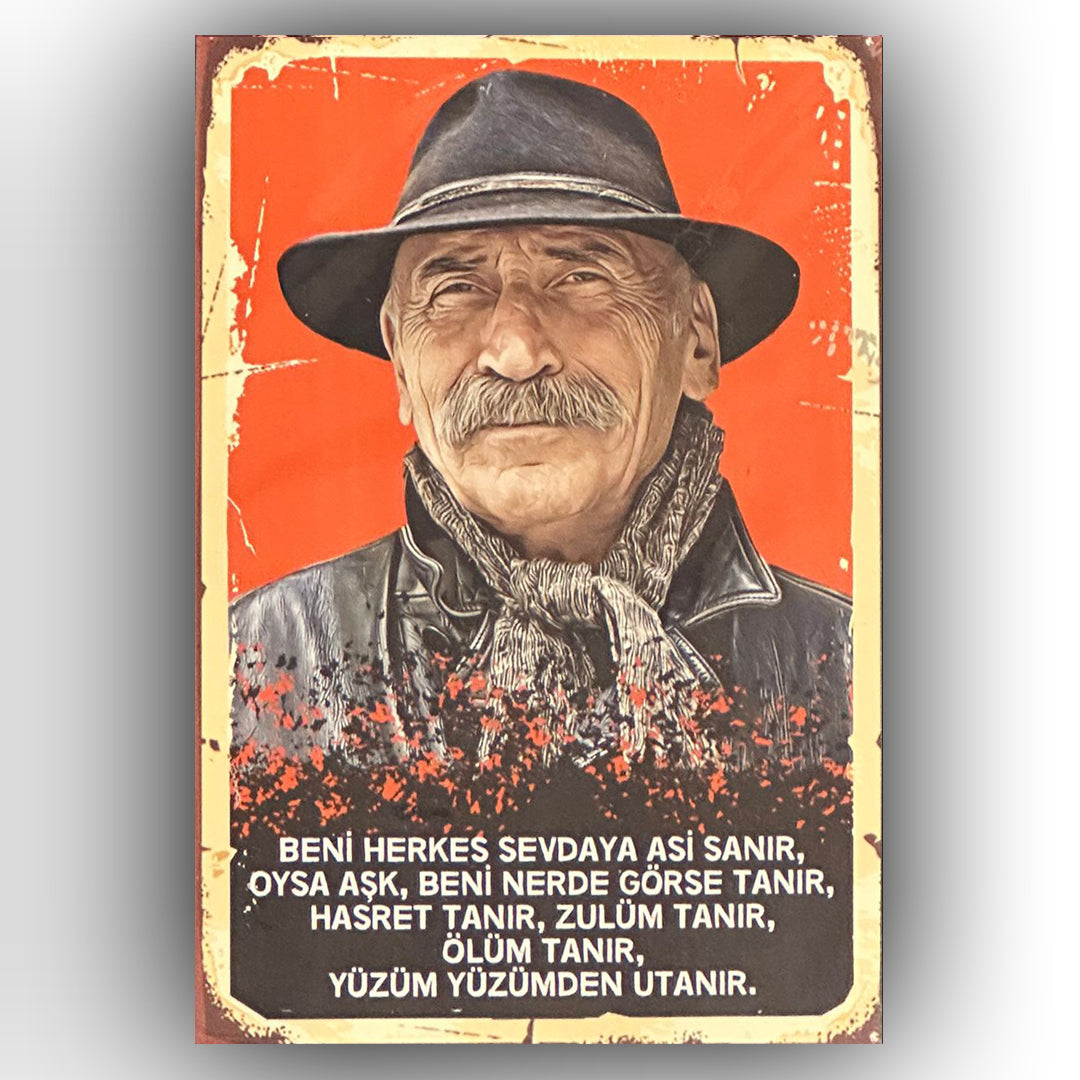 Tuncel Kurtiz Sevda Retro Ahsap Posteri