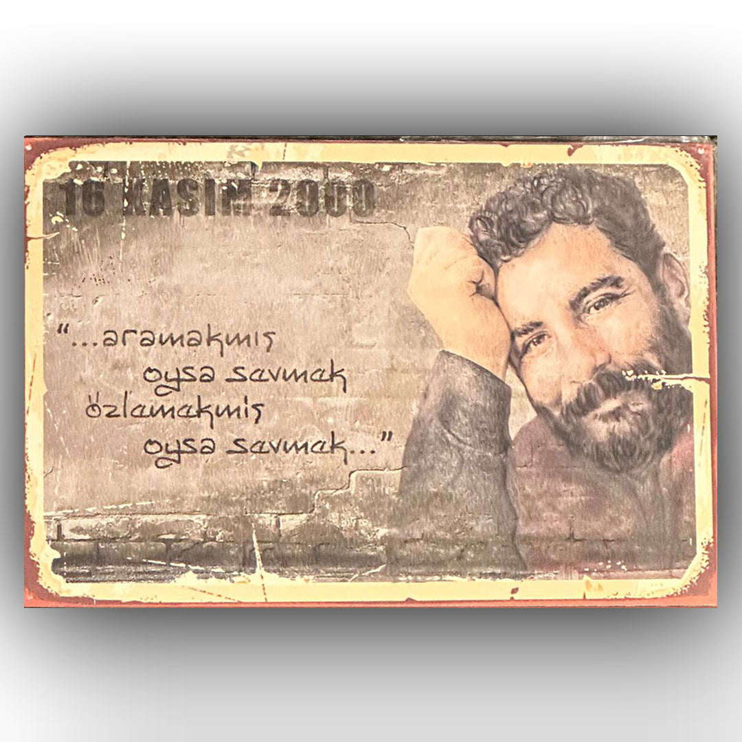 Ahmet Kaya 16 Kasim Retro Ahsap Poster