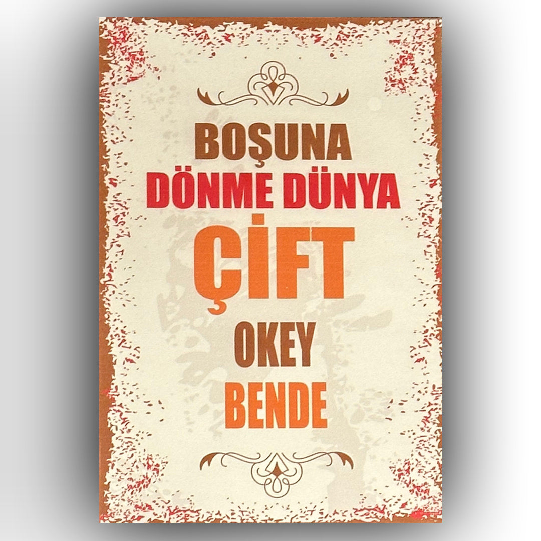 Boşuna Dönme Dünya Retro Ahsap Poster