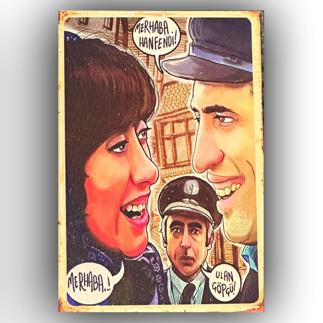 Kemal Sunal Ayşen Gruda Retro Ahsap Posteri