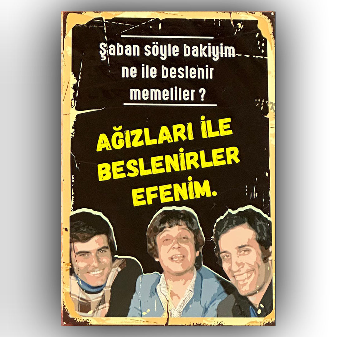 Kemal Sunal Halit Tarik Retro Ahsap Poster