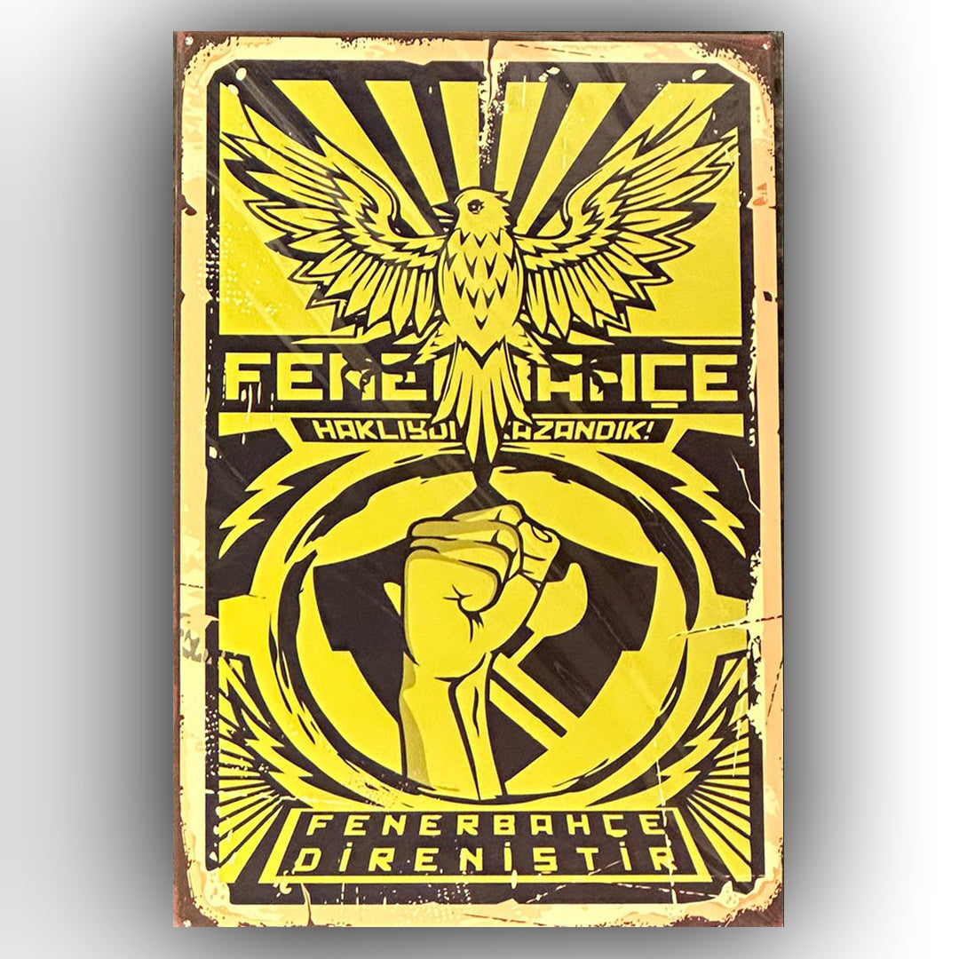Fenerbahce Direniştir Retro Ahsap Posteri