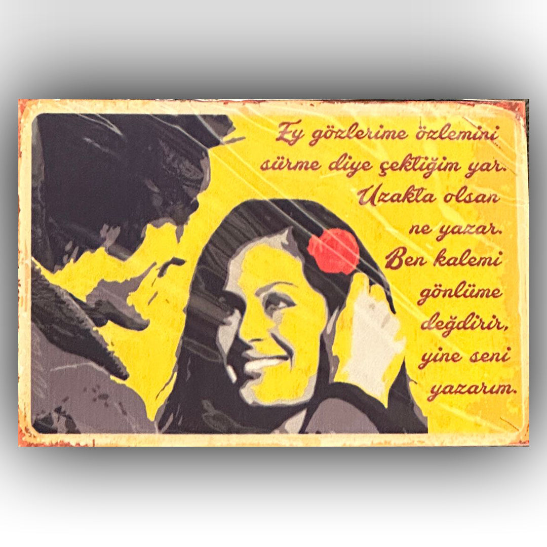 Al Yazmalım Türkan Kadir Retro Ahsap Posteri