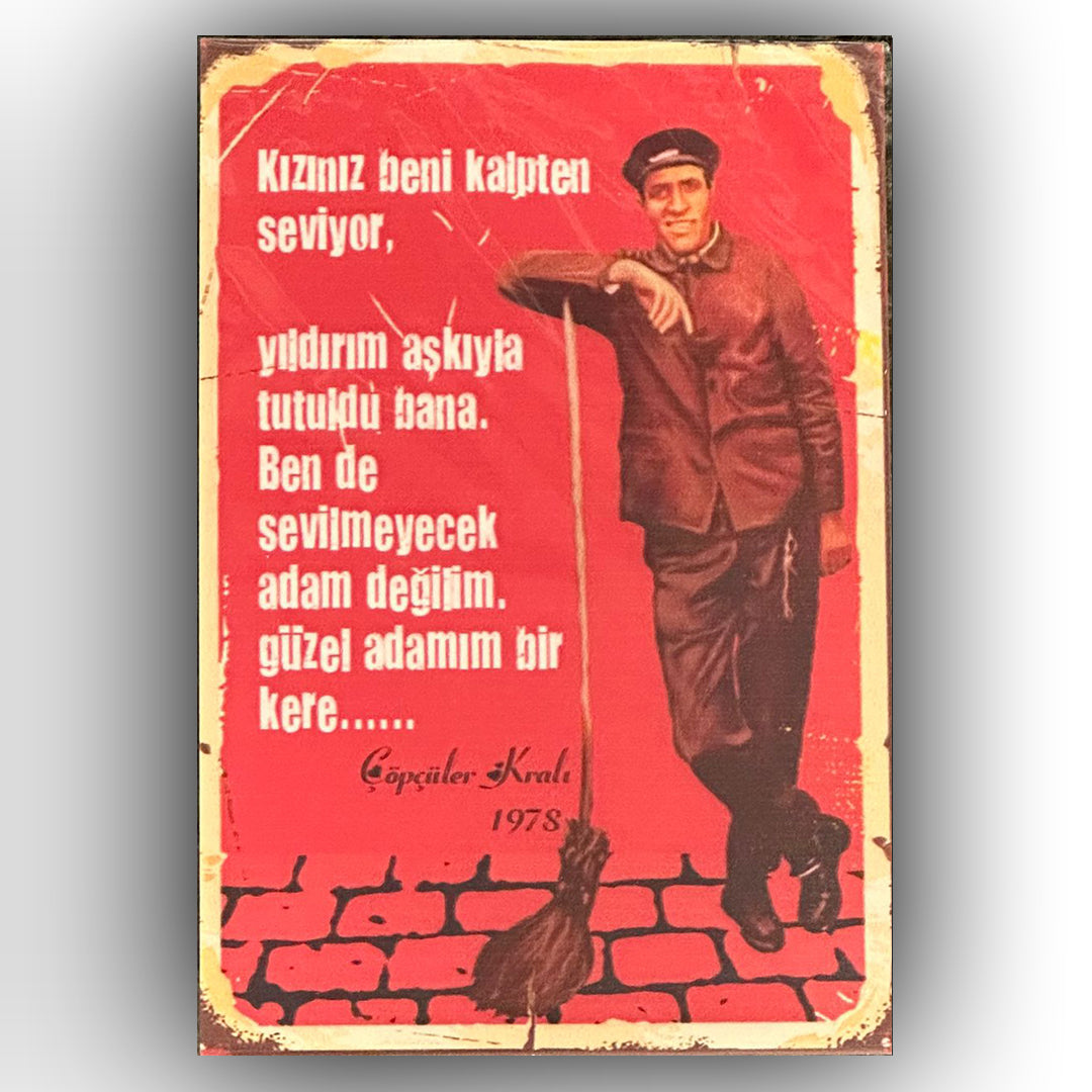 Kemal Sunal Cöpcüler Krali Retro Ahsap Poster