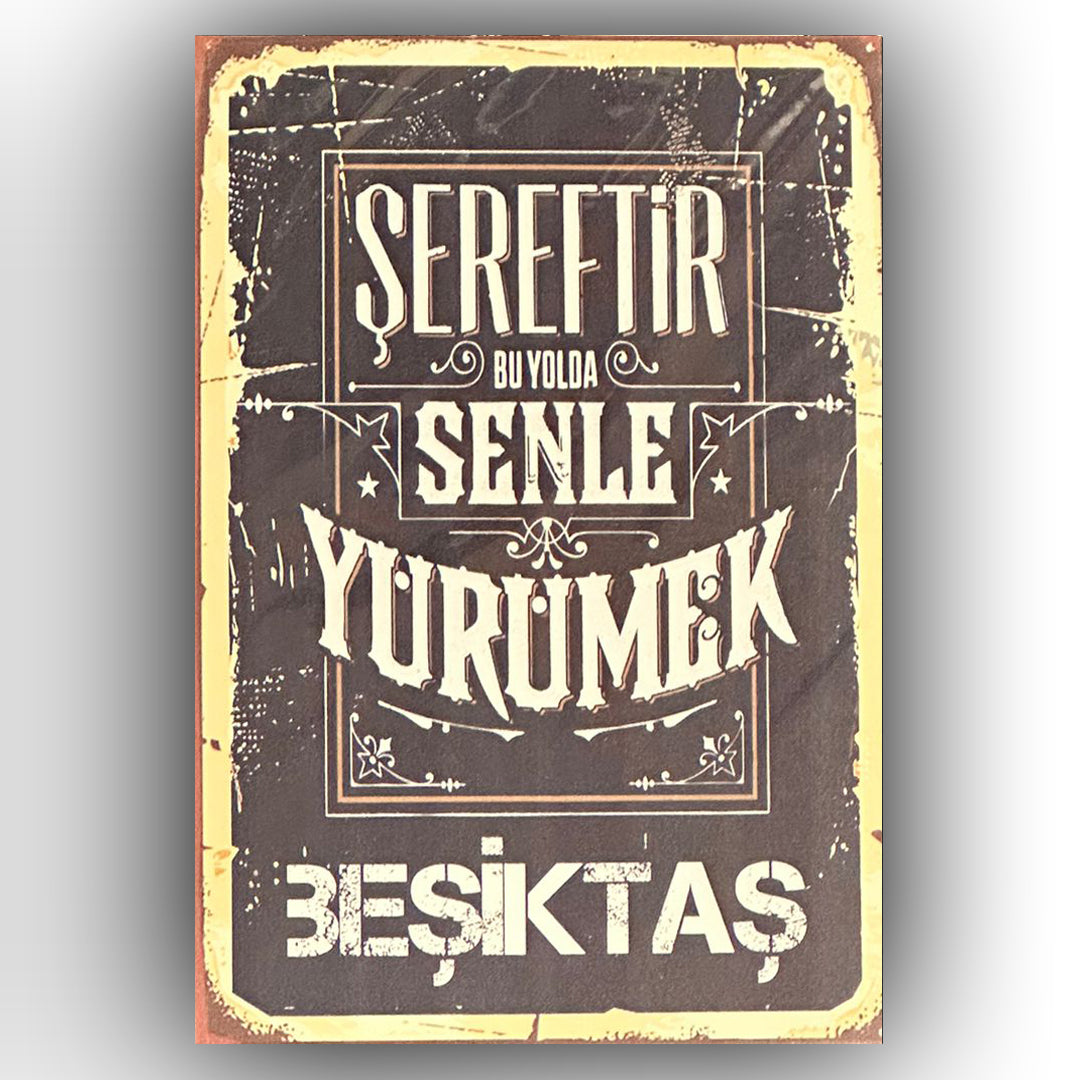 Besiktas Sereftir Retro Ahsap Poster