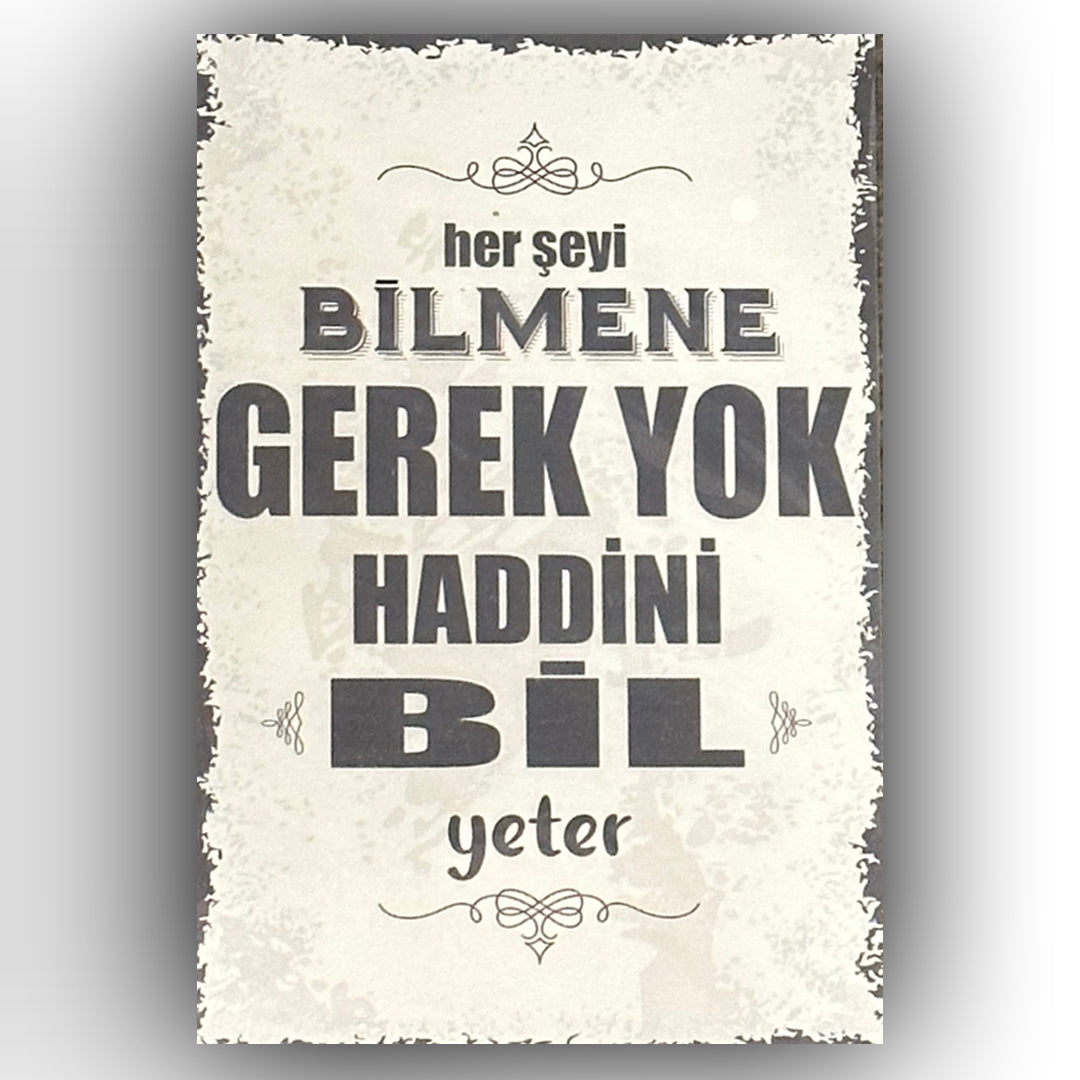 Herseyi Bilmene Gerek Yok Retro Ahsap Poster