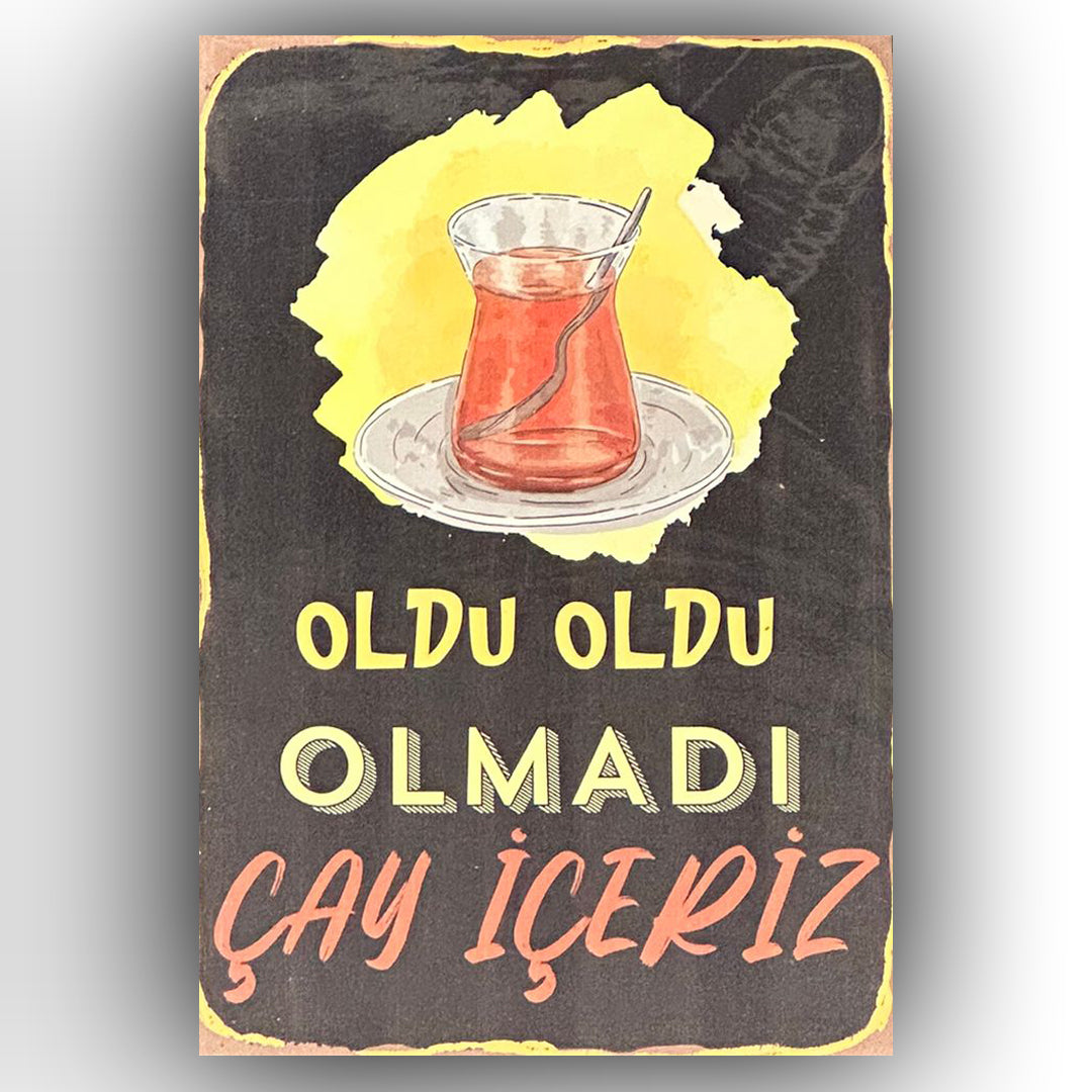 Cay Iceriz Retro Ahsap Poster