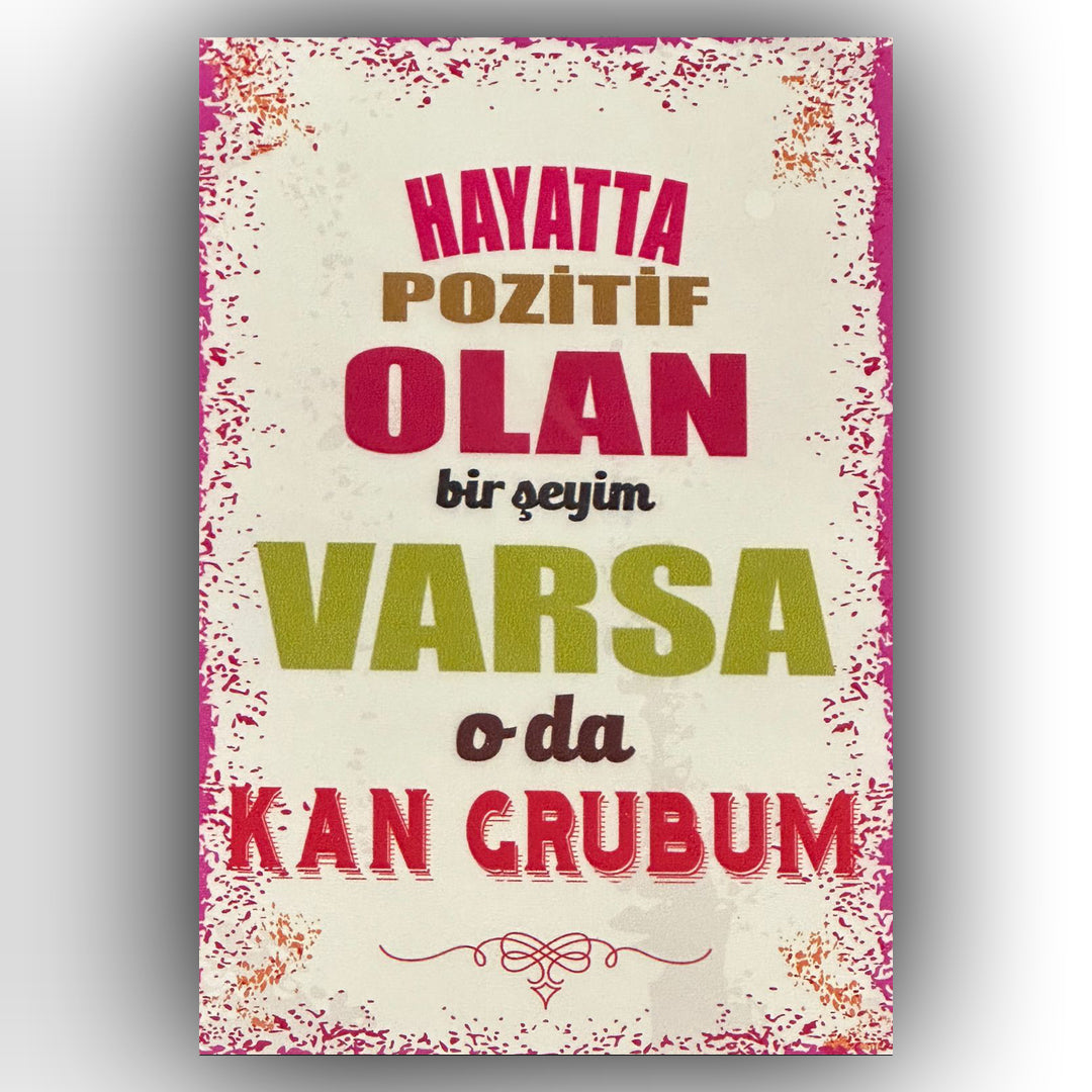 Hayatta Pozitif Olan Retro Ahsap Posteri