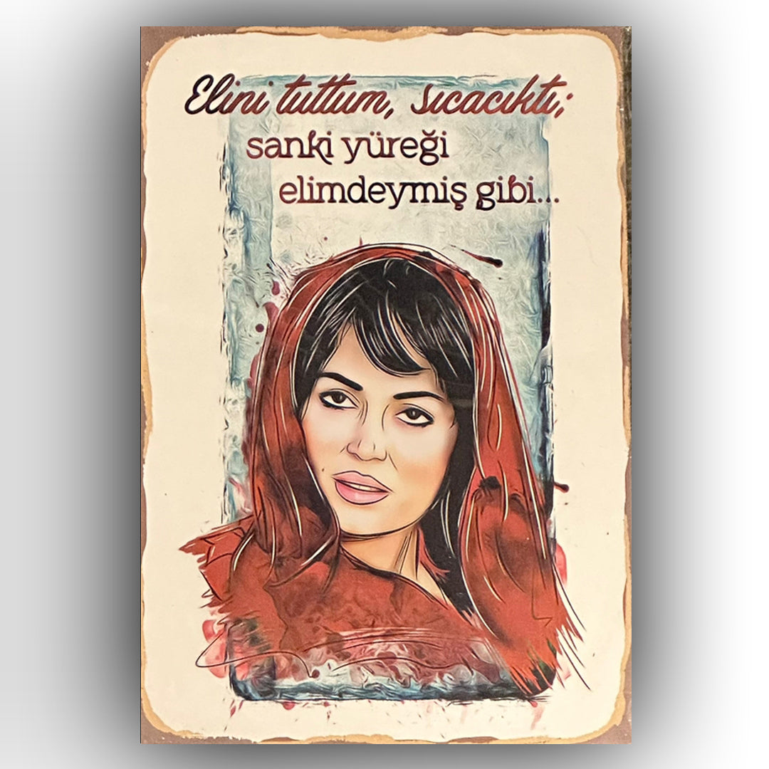 Türkan Şoray Elini Tuttum Retro Ahsap Poster