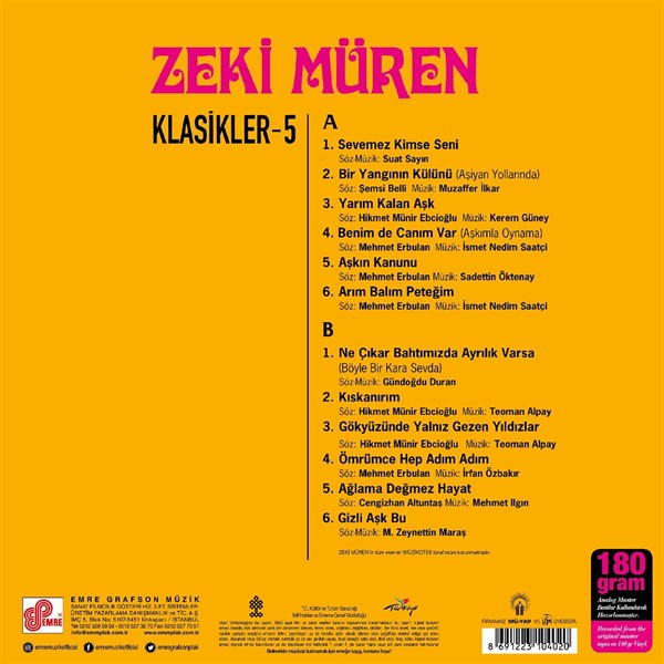 Zeki Müren - Klasikler 5 Plak ( Schallplatte )
