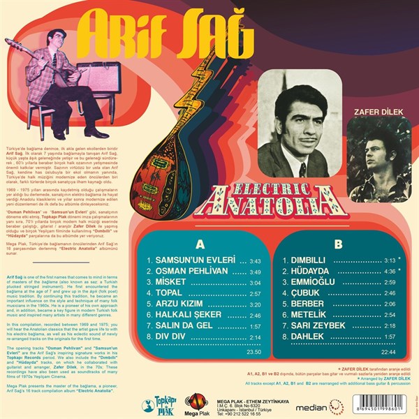 Arif Sağ & Zafer Dilek – Electric Anatolia Plak ( Schallplatte )