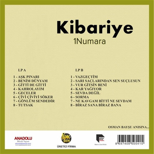 Kibariye - 1 Numara Plak (plak)