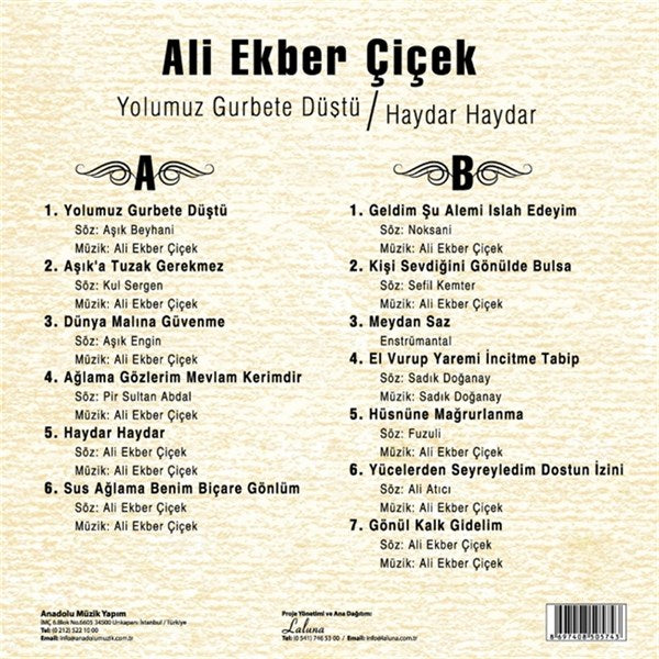 Ali Ekber Çiçek – Yolumuz Gurbete Düstü Plak ( Schallplatte )