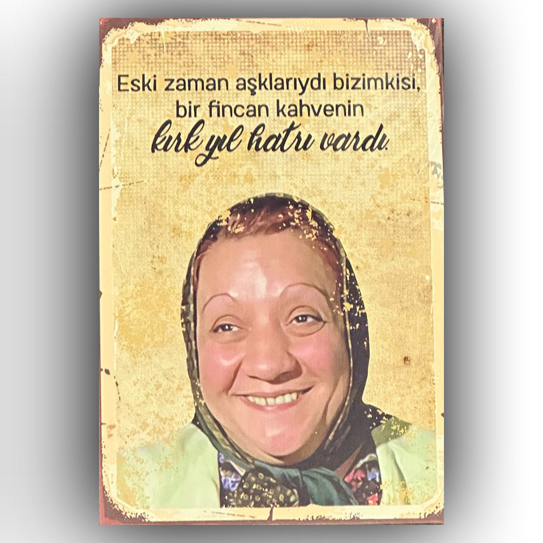 Adile Naşit Eski Zaman Retro Ahsap Posteri