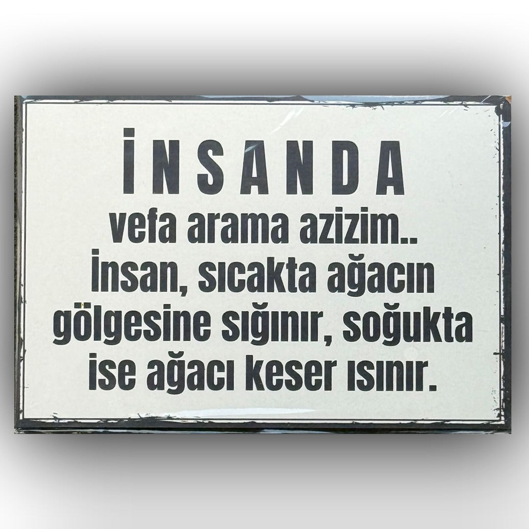Insanda Vefa Arama Azizim Retro Ahsap Poster