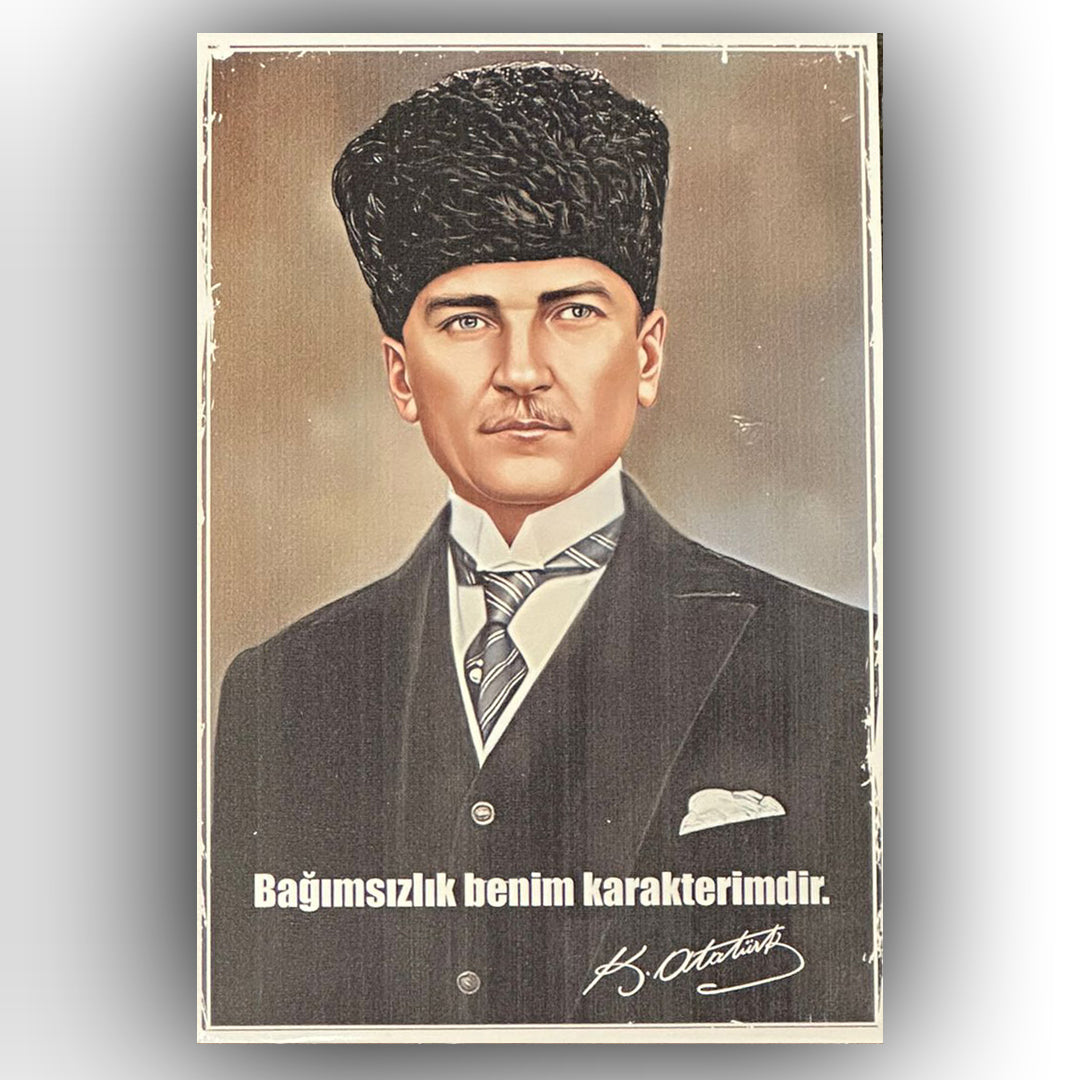 Atatürk Retro Ahsap Posteri