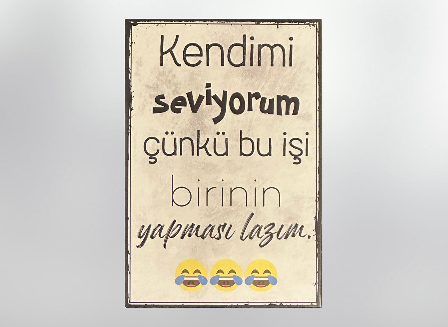 Kendimi Seviyorum Retro Ahsap Poster