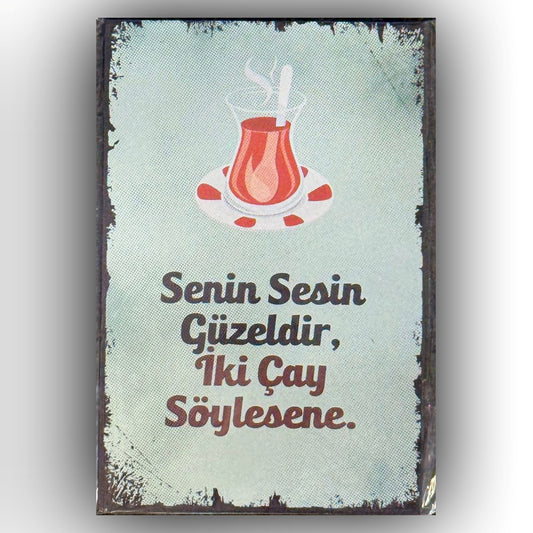 Iki Cay Söylesene Retro Ahsap Poster