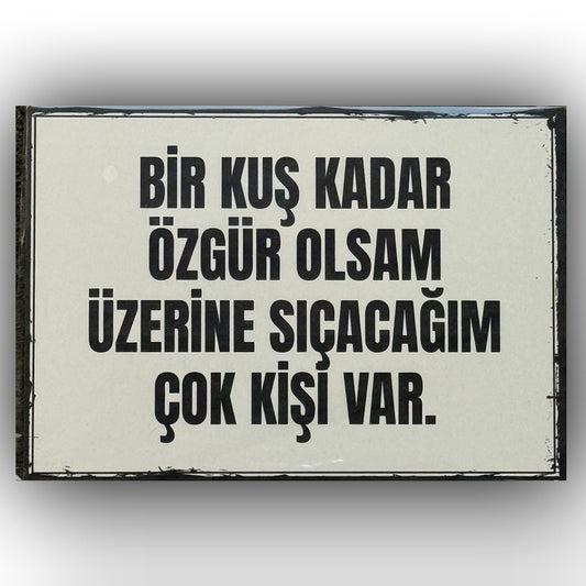Bir Kus Kadar Özgür Olsam Retro Ahsap Poster