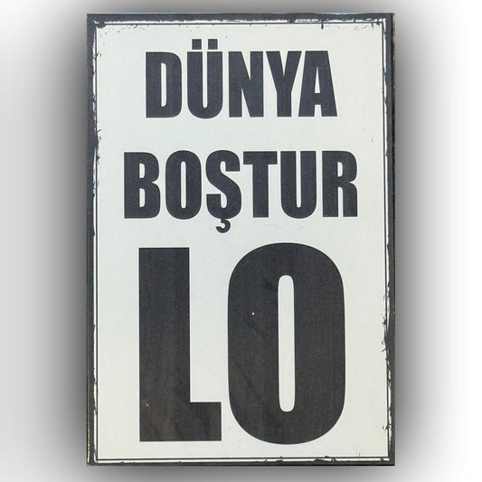 Dünya Bostru Loo Retro Ahsap Poster